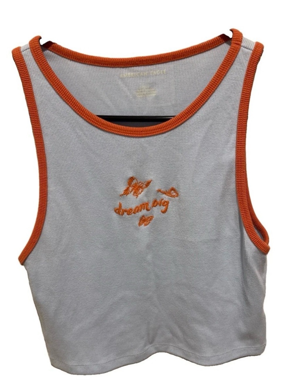 American Eagle Outfitters Light Blue Tank Top with Orange Trim